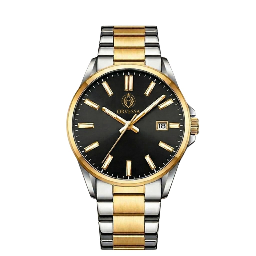 Orvessa 9090 Men’s Stainless Steel Watch - Silver Analog Quartz - 42mm