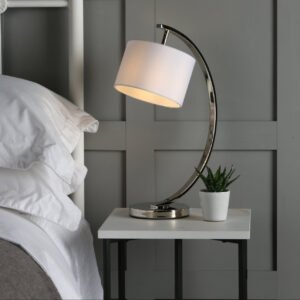 Noah Table Lamp Polished Nickel & White Shade