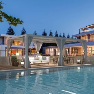 Alternative view of Erommy Outdoor Louvered Pergola Gazebo with Adjustable Aluminum Rainproof Roof