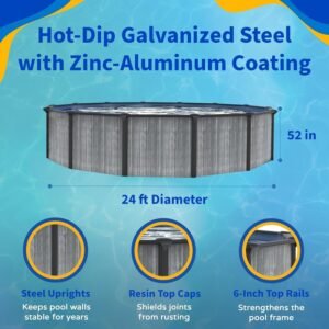 Alternative view of Blue Wave San Pedro 24-ft Round 52-in Deep 6-in Top Rail Above Ground Steel Wall Swimming Pool
