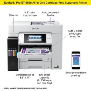 Alternative view of Epson EcoTank Pro ET-5850 Wireless Color All-in-One Supertank Printer C11CJ29201