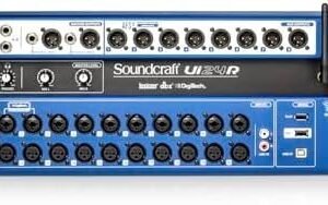 Alternative view of Soundcraft Ui24R Rack-Mountable Laptop or Tablet-Controlled, 24 input Digital Audio Mixer with onboard Signal Processing. Blue and Gray