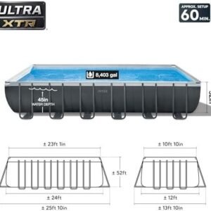 Alternative view of INTEX 26363EH Ultra XTR Deluxe Rectangular Above Ground Swimming Pool Set: 24ft x 12ft x 52in – Includes 2100 GPH Sand Filter Pump – Easy Assembly