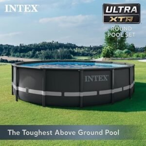 Alternative view of Intex Ultra XTR Frame 14′ x 42″ Round Above Ground Outdoor Swimming Pool Set with Sand Filter Pump, Ladder, Ground Cloth, and Pool Cover