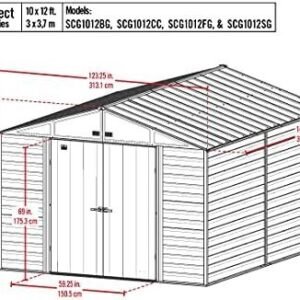 Alternative view of Arrow Select 10′ x 12′ Outdoor Lockable Steel Storage Shed Building, Charcoal