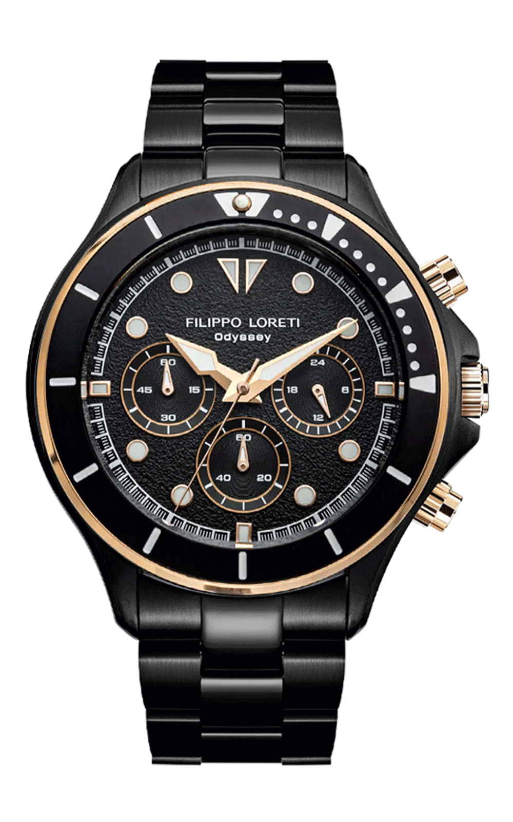 Odyssey Rose Gold Regatta Chrono Black Bracelet